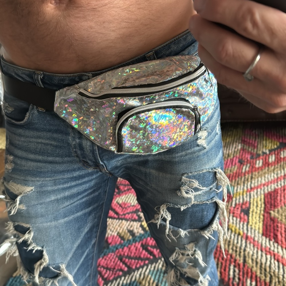 Silver holographic Crossbody bag fanny pack